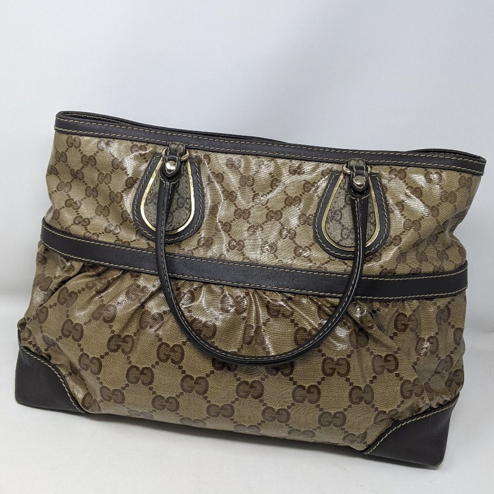 GUCCI Beige & Brown Crystal Shoulder Bag - Picture 4 of 14